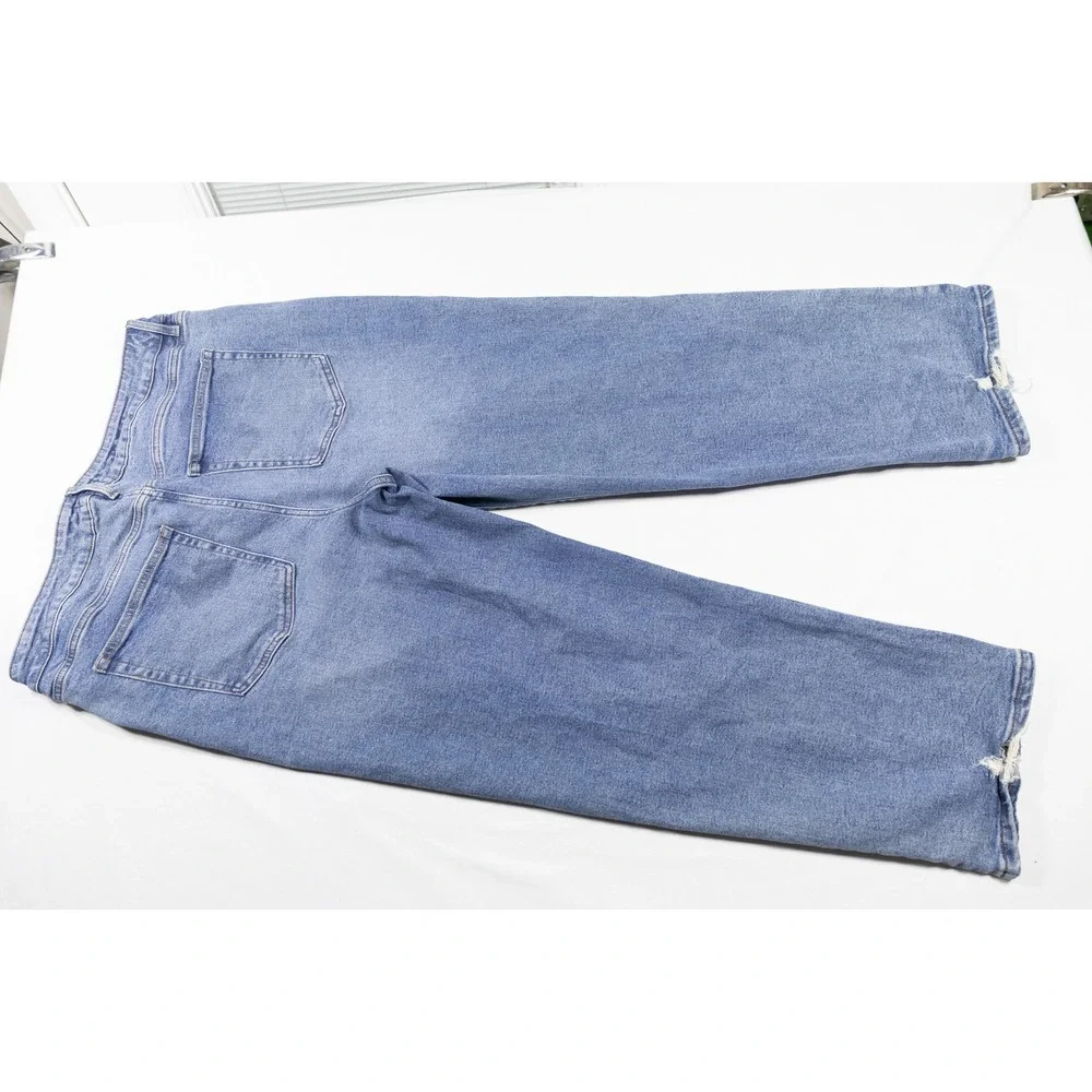 Ava & Viv Womens High Rise Straight Leg Jeans Blue Distressed Hem Size 18W